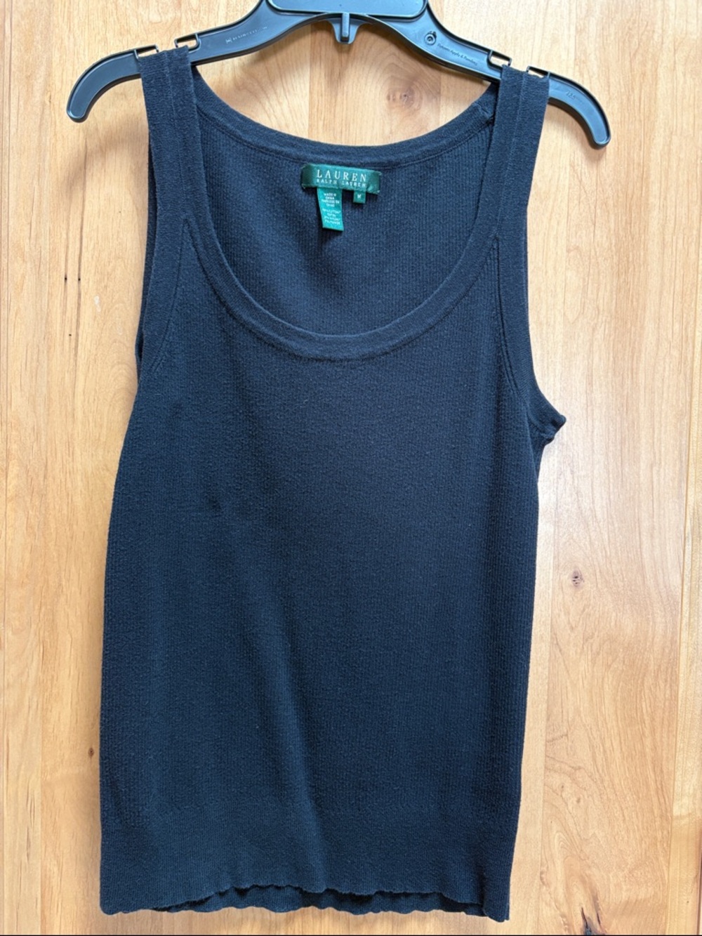 Lauren Ralph Lauren Black Ribbed Knit Scoop Tank